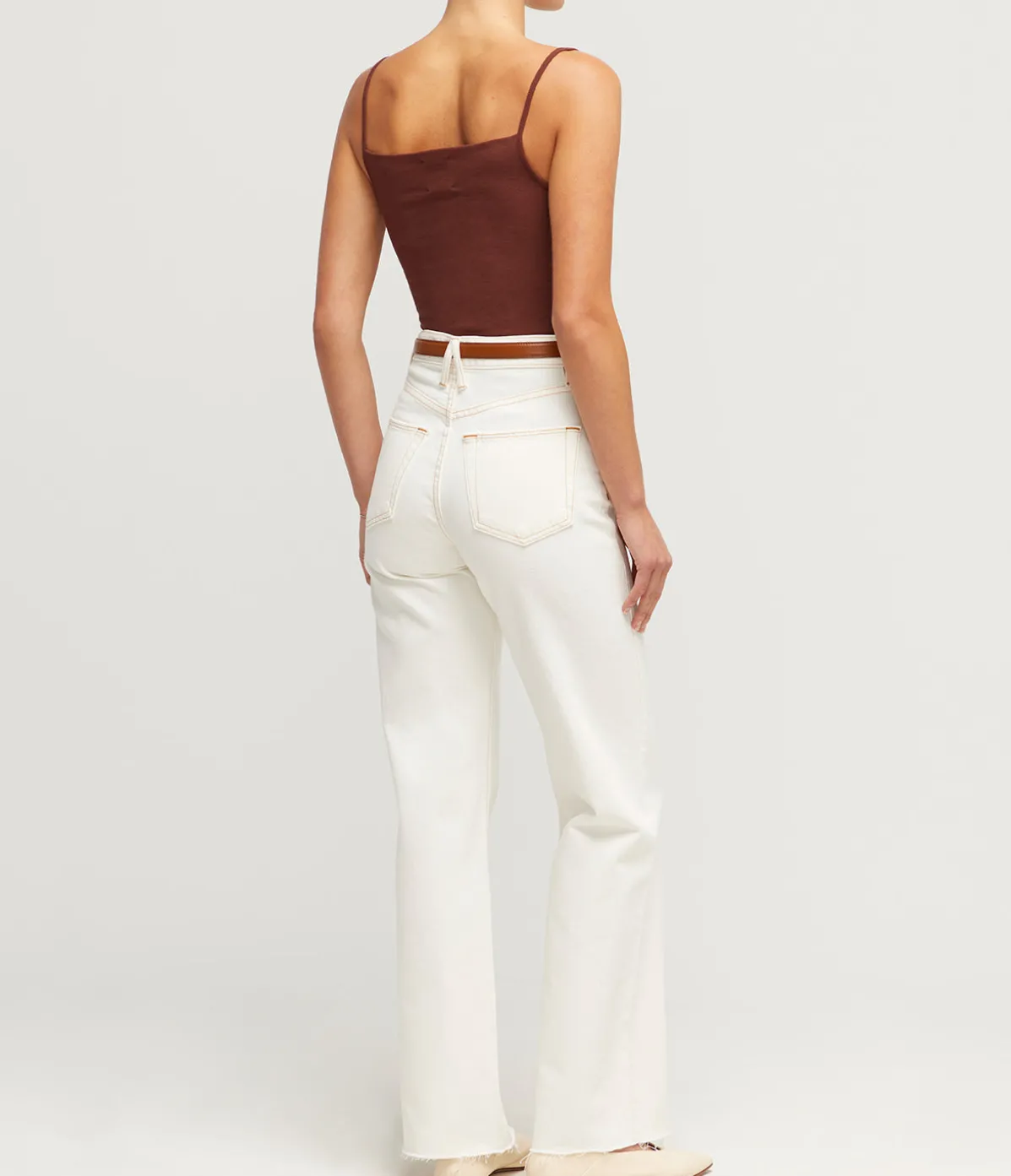 Gwyn Square Neck Tank Top In Milk Chocolate