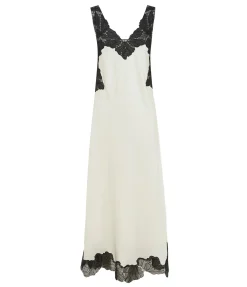 Gwynn V-Neck Midi Dress In Ivory And Black
