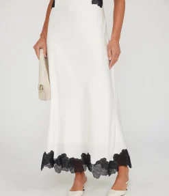 Gwynn V-Neck Midi Dress In Ivory And Black