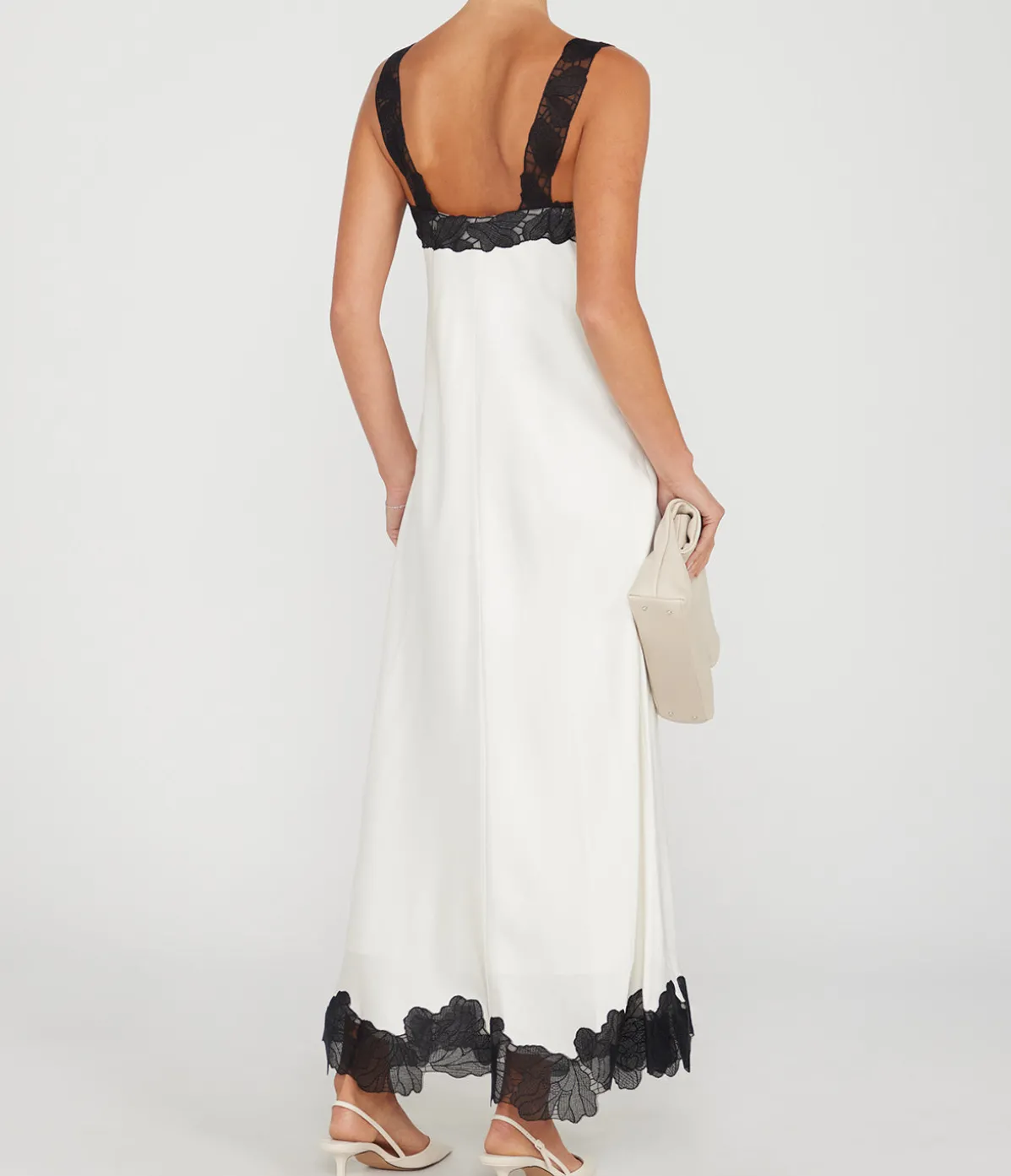 Gwynn V-Neck Midi Dress In Ivory And Black