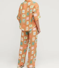 Hallie Linen Pants In Brown Emblem