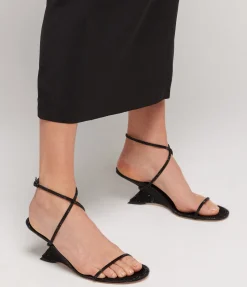 Halter Curved Wedge In Black Diamante