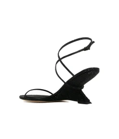 Halter Curved Wedge In Black Diamante