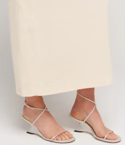Halter Curved Wedge In White Diamante