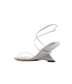 Halter Curved Wedge In White Diamante