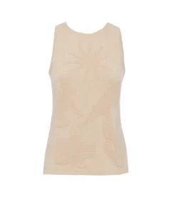 High Neck Knit Singlet In Sand