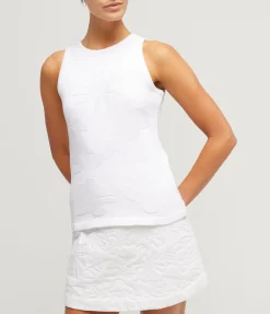 High Neck Knit Singlet In White