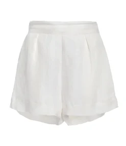 High Waisted Silk Linen Short In White