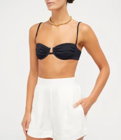High Waisted Silk Linen Short In White