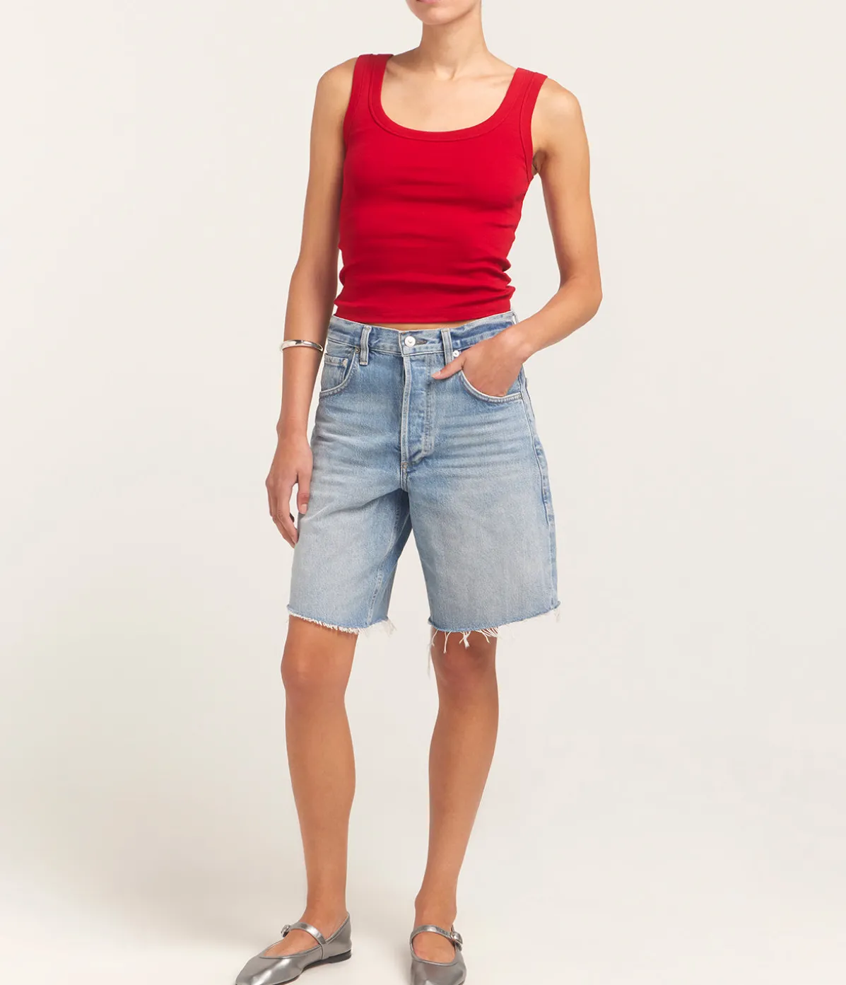 Hillie Scoop Neck Tank In Red