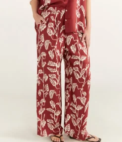 Isola Silk Trouser In Burgundy Vine