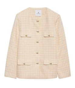 Janet Jacket In Cream And Peach Houndstooth