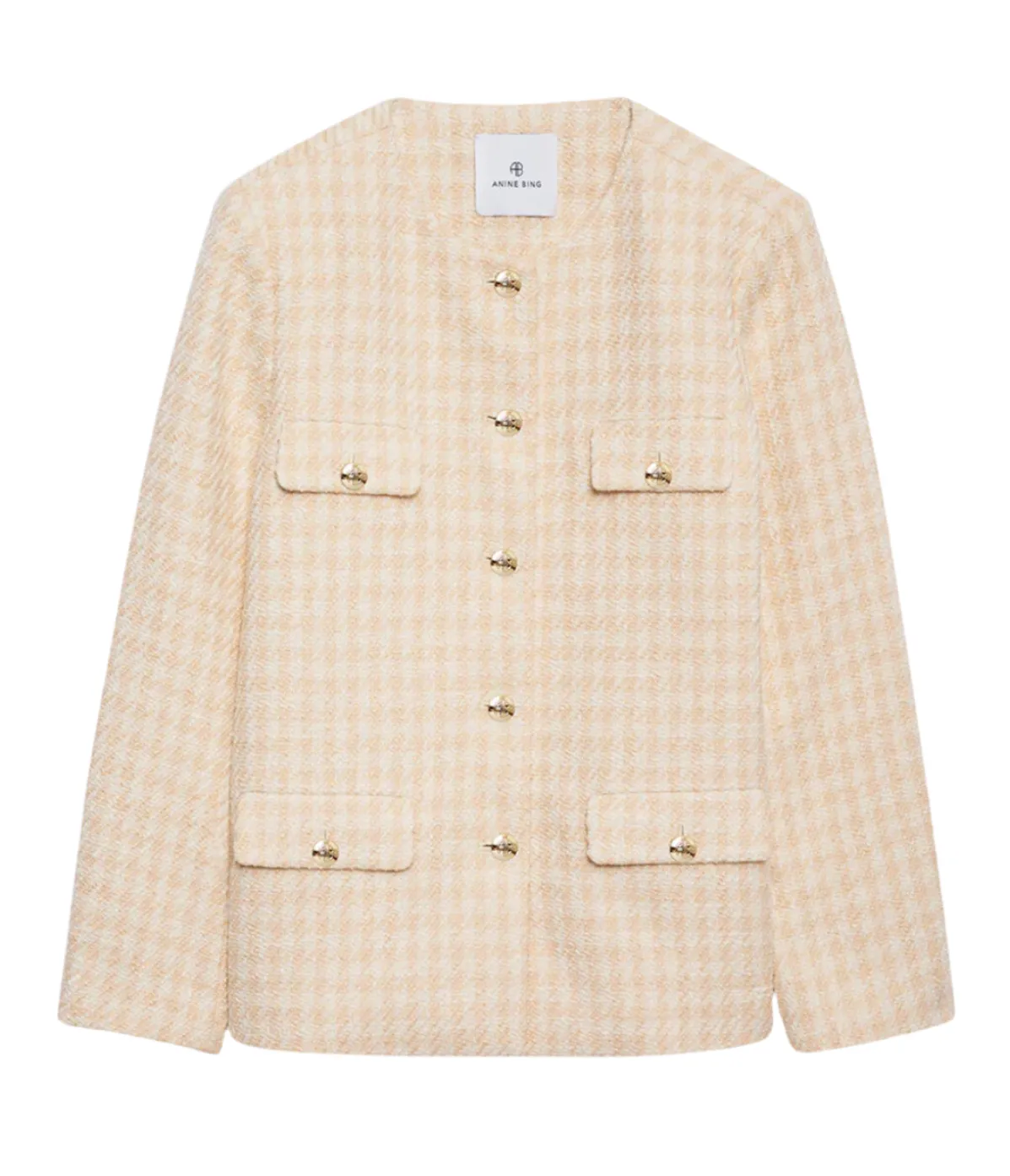 Janet Jacket In Cream And Peach Houndstooth