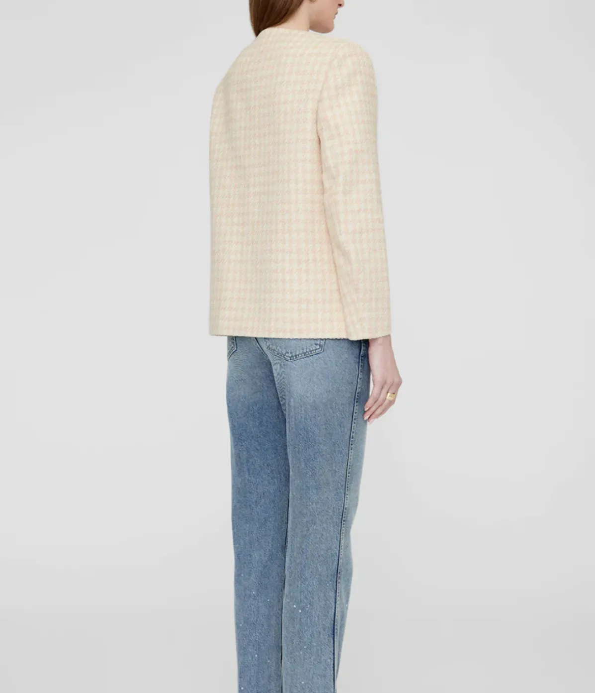 Janet Jacket In Cream And Peach Houndstooth