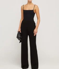 Jenny Wide Leg Crepe Pant In Black