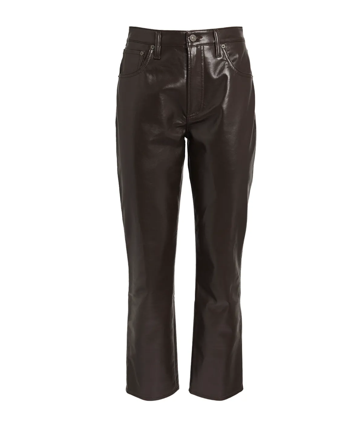 Jolene High Rise Slim Recycled Leather Pant In Chocolate