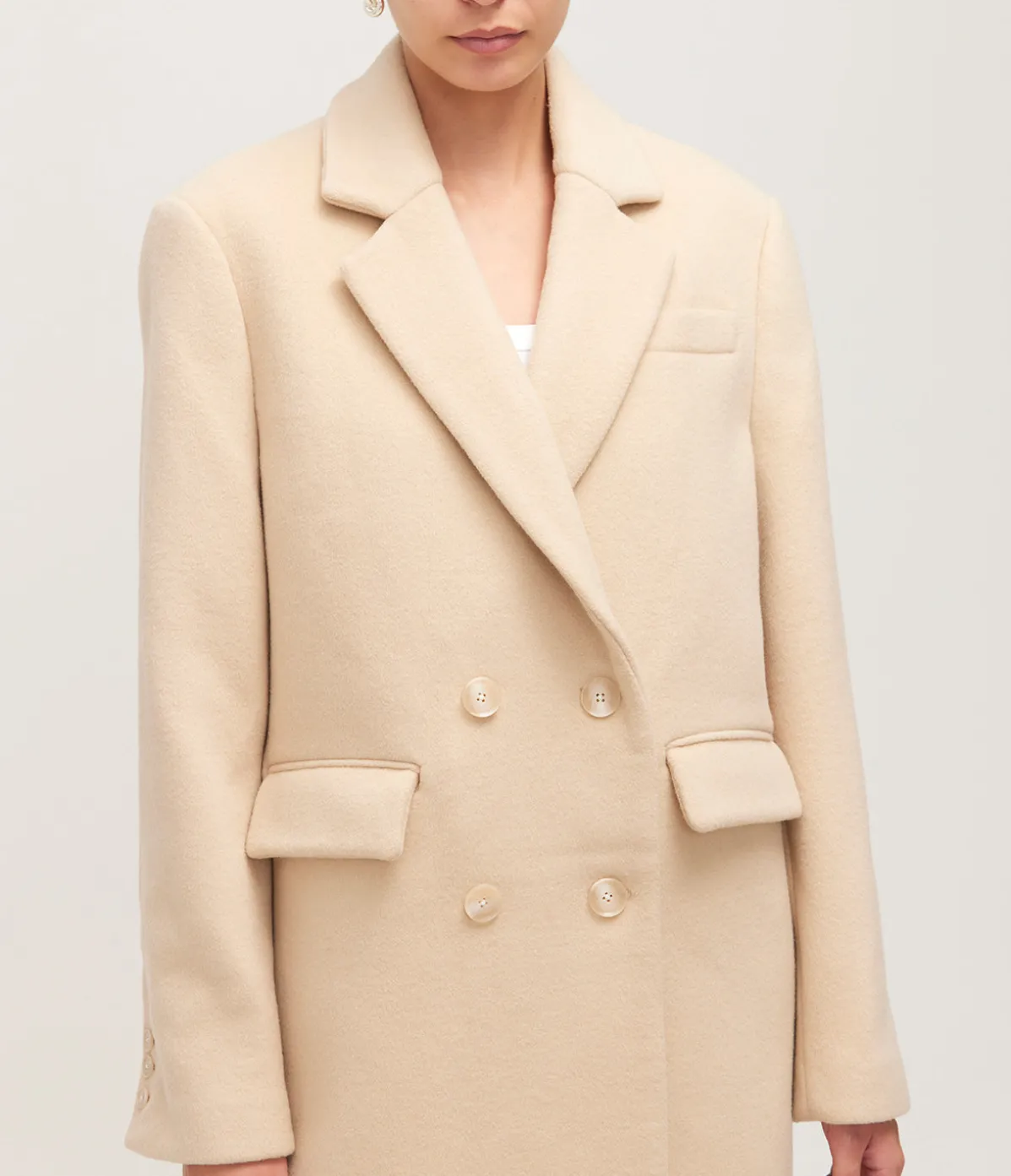 Josephine Wool Coat In Biscuit