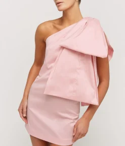 Josselin One Shoulder Mini Dress In Warm Pink