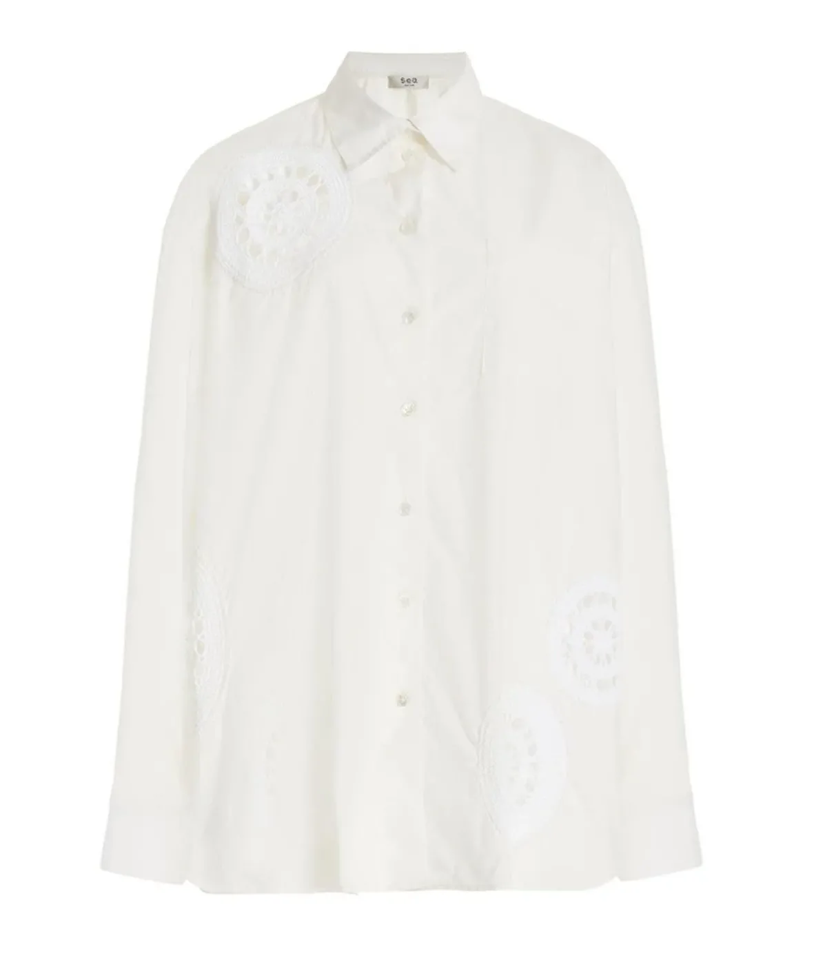 Joy Crochet Long Sleeve Top In White