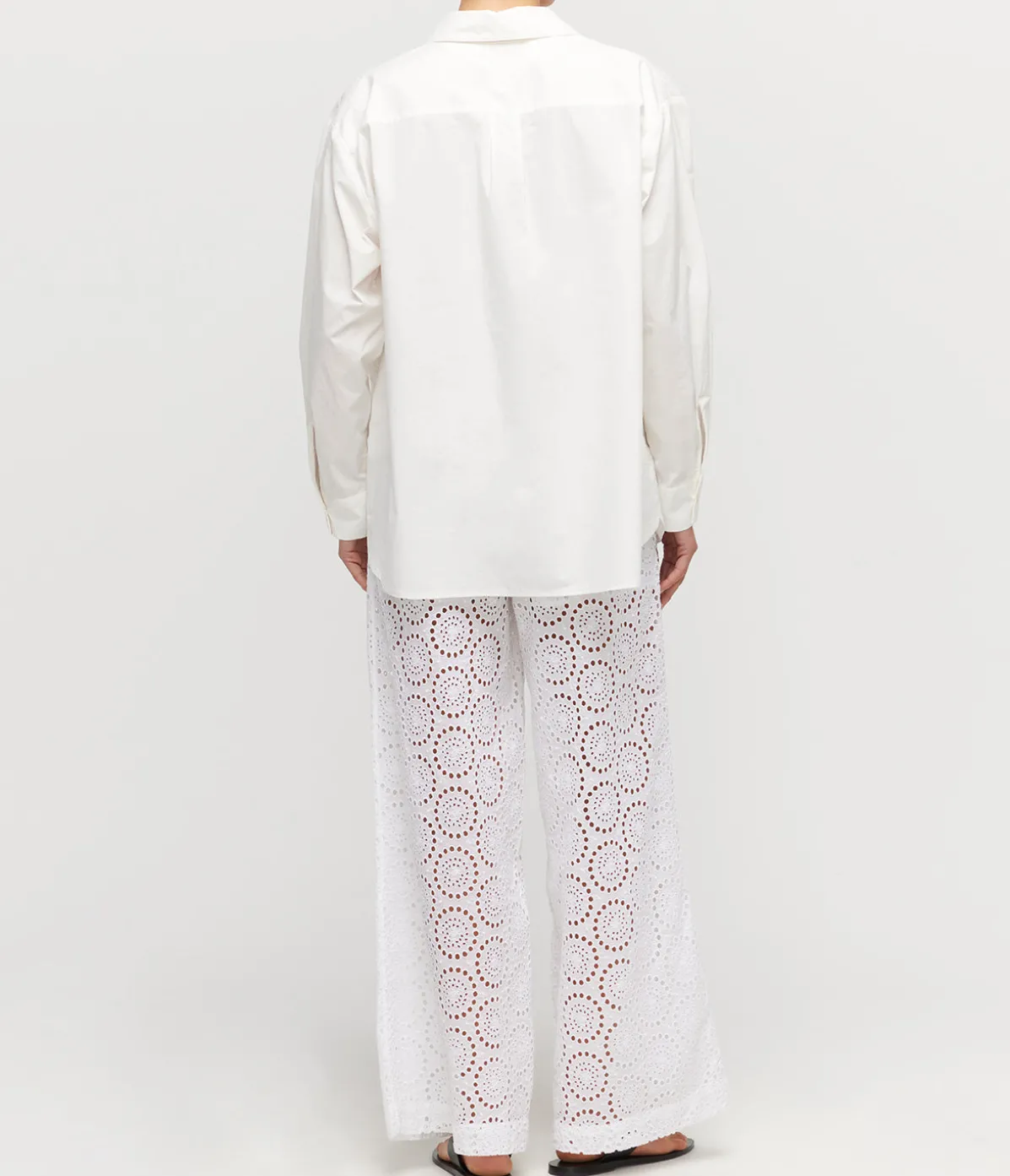 Joy Crochet Long Sleeve Top In White