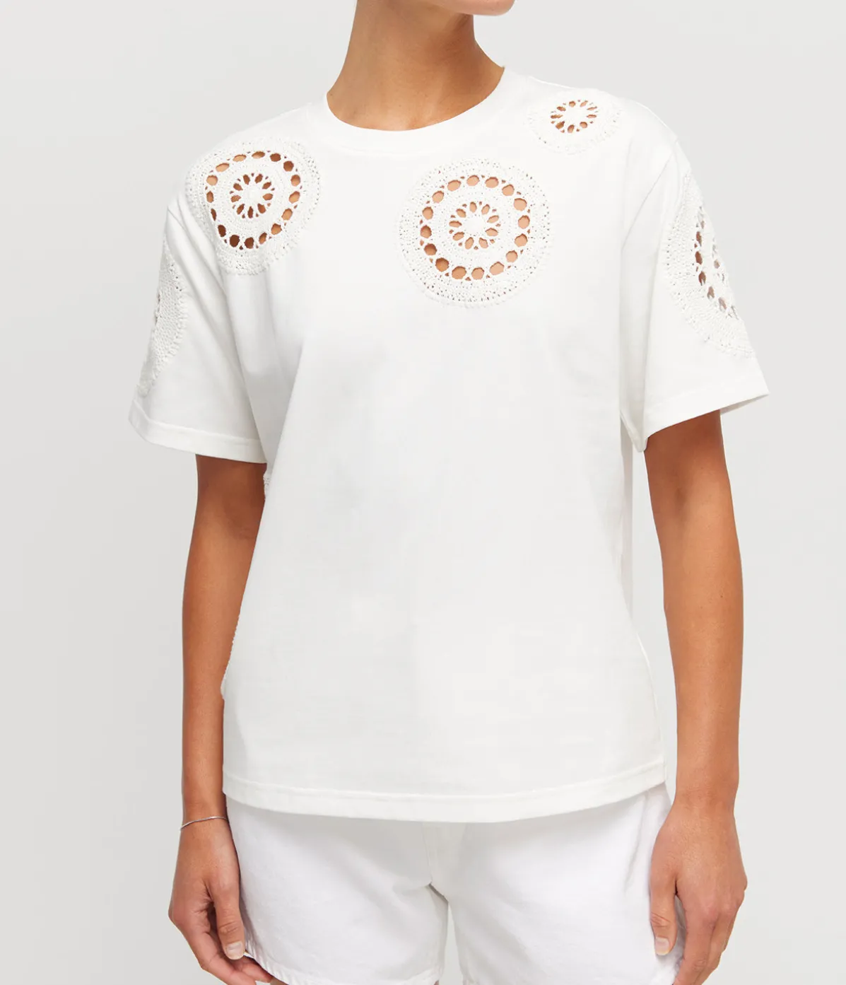 Joy Crochet T-Shirt In White