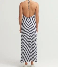 Julie Dress In White And Navy Stripe