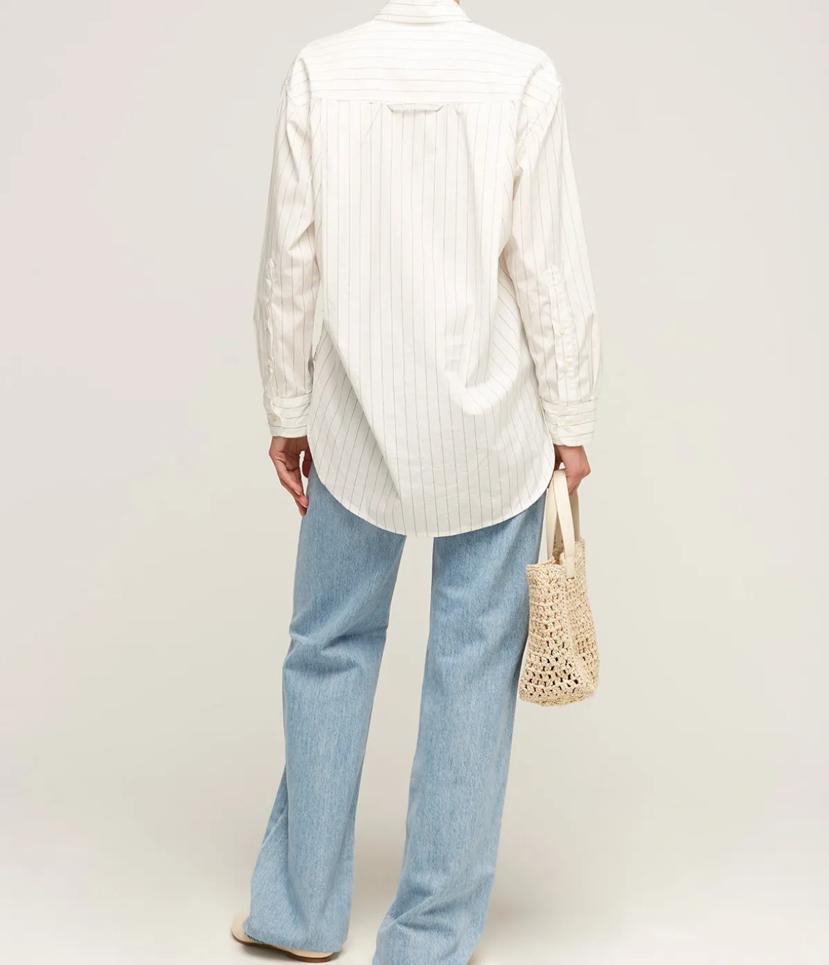 Kayla Shirt In White And Brown Stripe