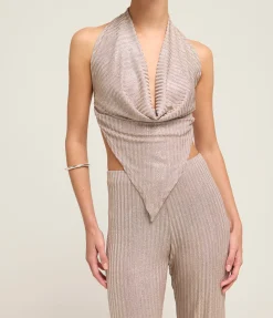 Knit Scarf Top In Antique Silver