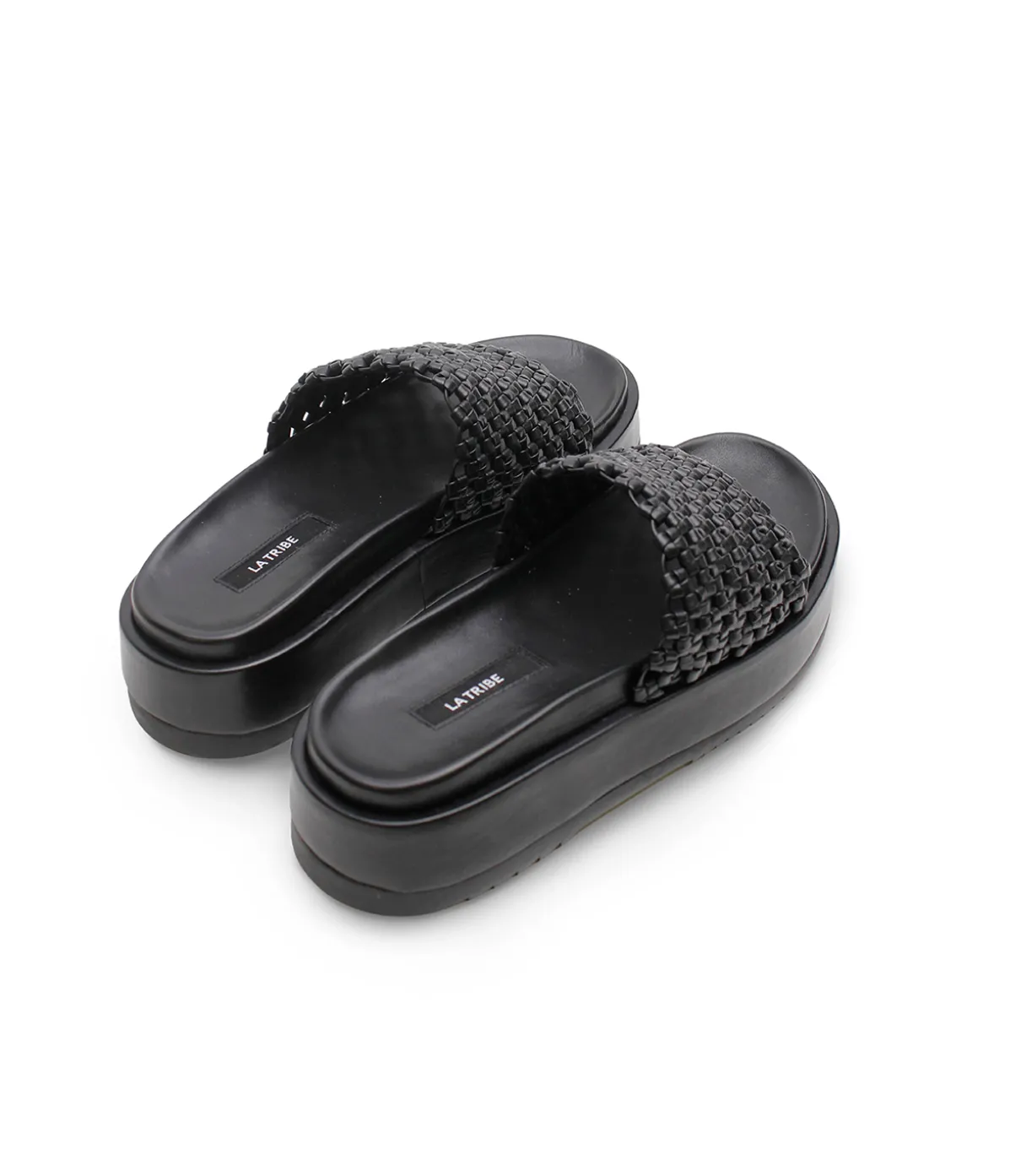 Knotted Platform Slide In Black
