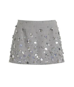 Larissa Embelished Mini Skirt In Heather Gray