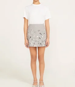 Larissa Embelished Mini Skirt In Heather Gray