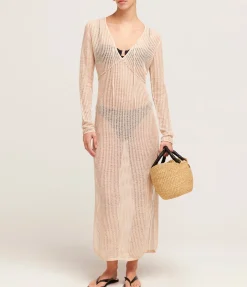 Lattice Knit Dress In Husk