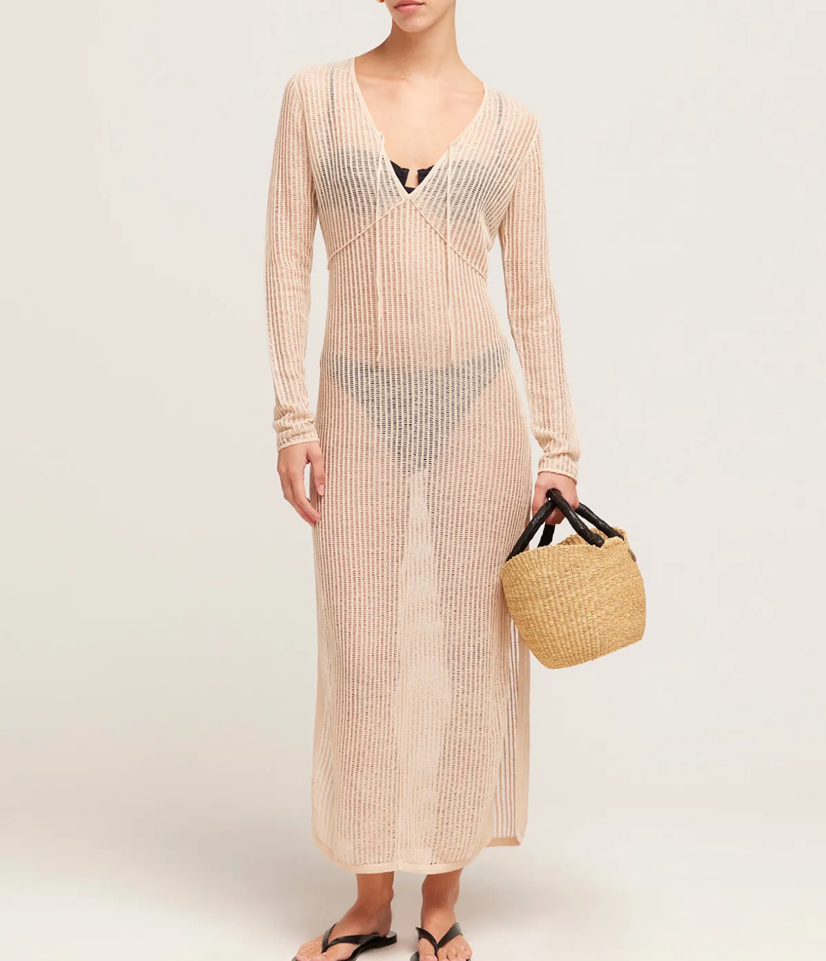 Lattice Knit Dress In Husk