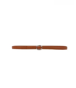 Lauren Leather Belt In Tan And Silver