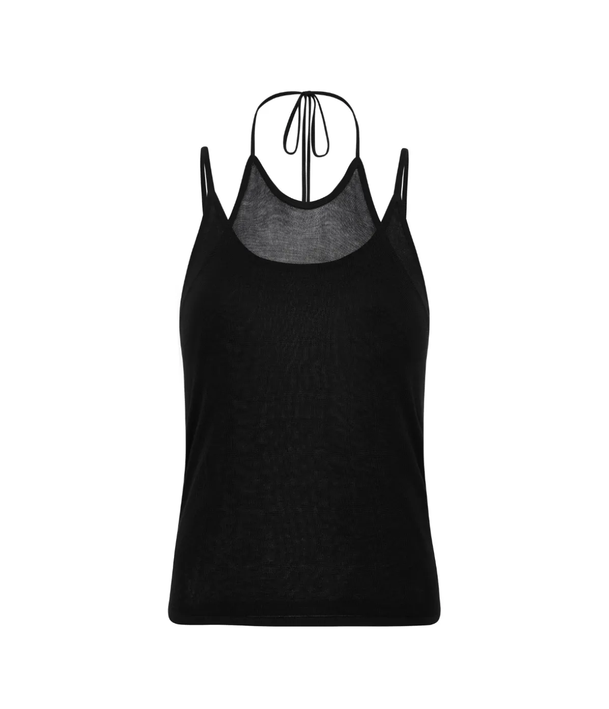 Layered Halter Tank In Black