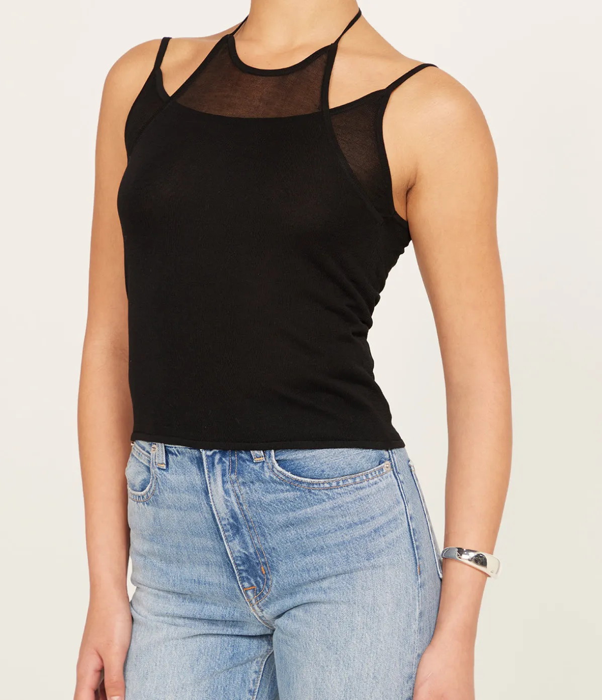 Layered Halter Tank In Black