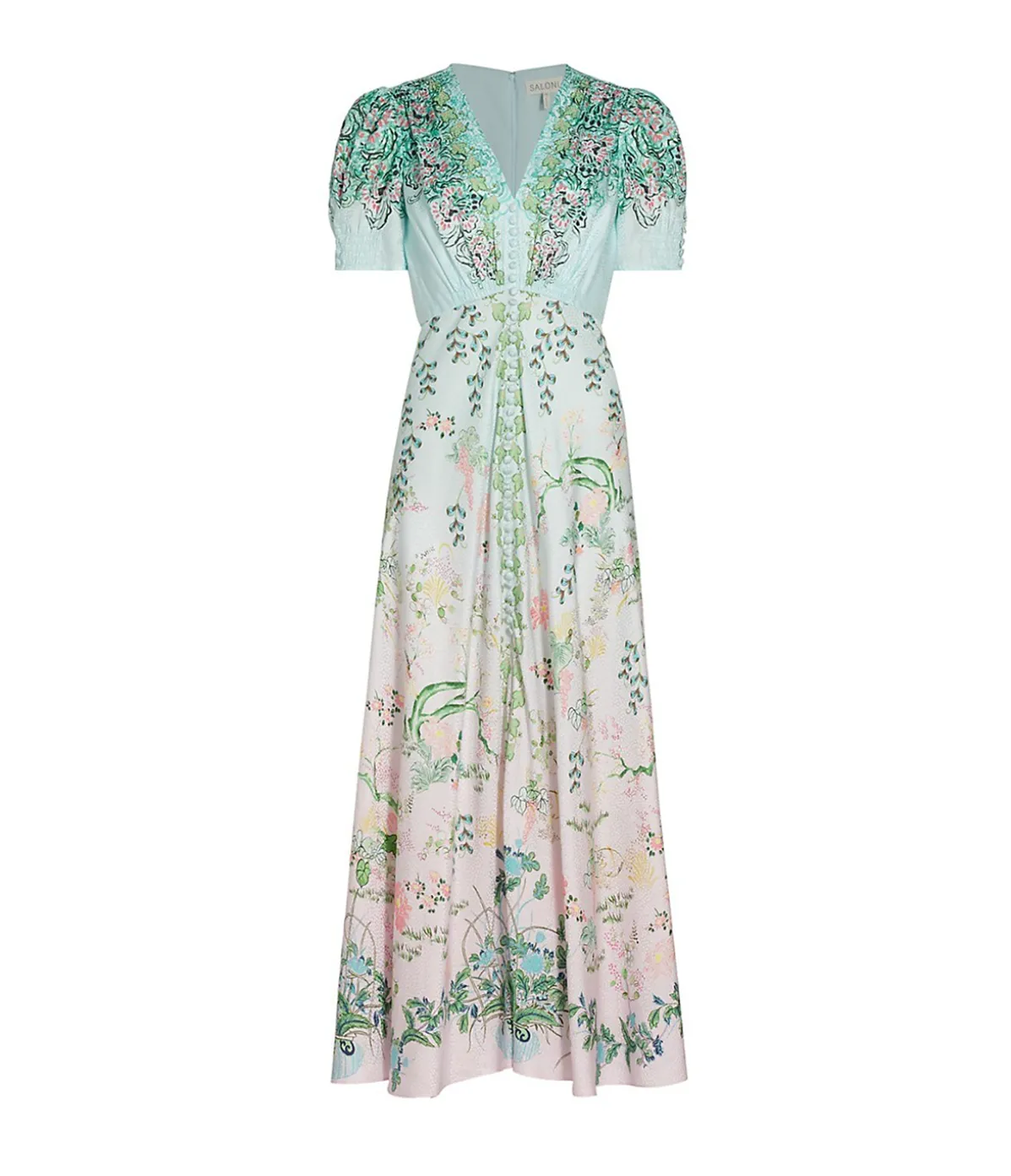 Lea Silk Long Dress In Willow Garden