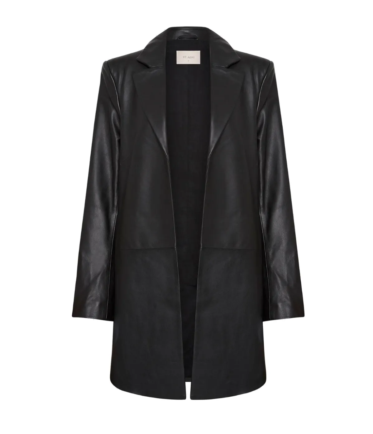 Leather Longline Jacket In Black