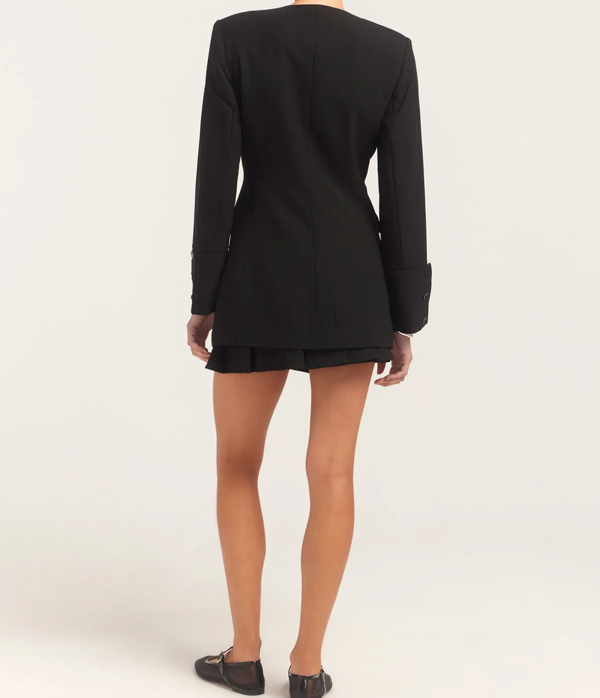 Light Twill Fitted Blazer In Black