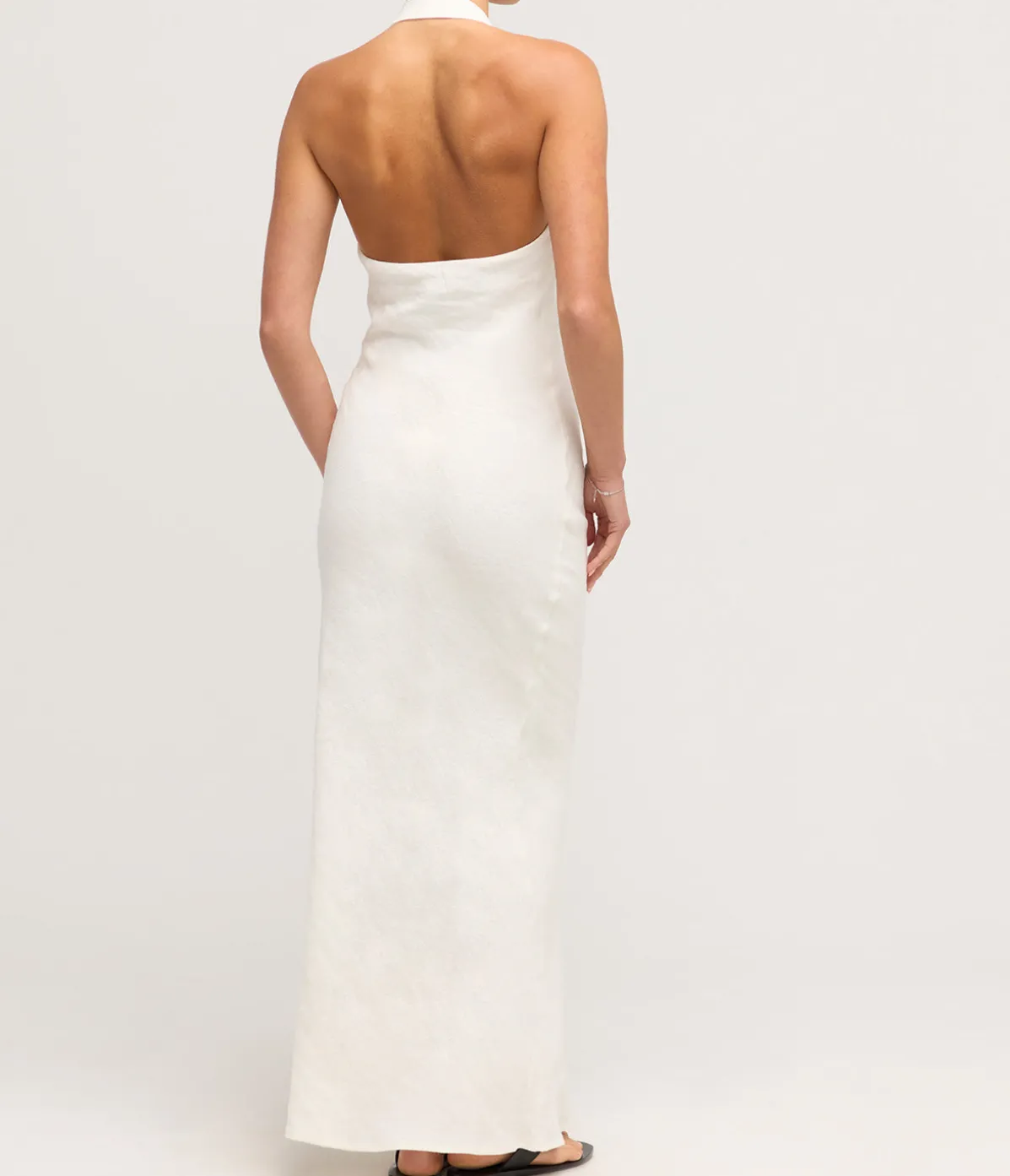 Linen Bias Maxi Dress In Ivory