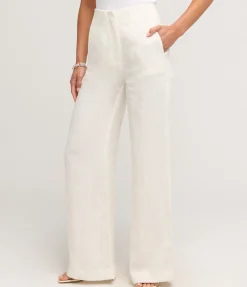 Linen Wide Leg Pants In Ivory