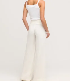 Linen Wide Leg Pants In Ivory