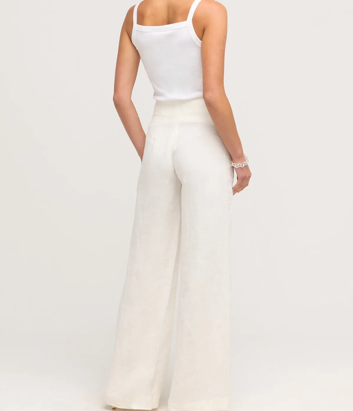 Linen Wide Leg Pants In Ivory