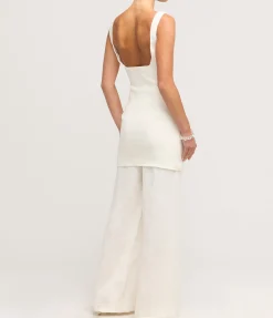 Linen Wide Leg Pants In Ivory
