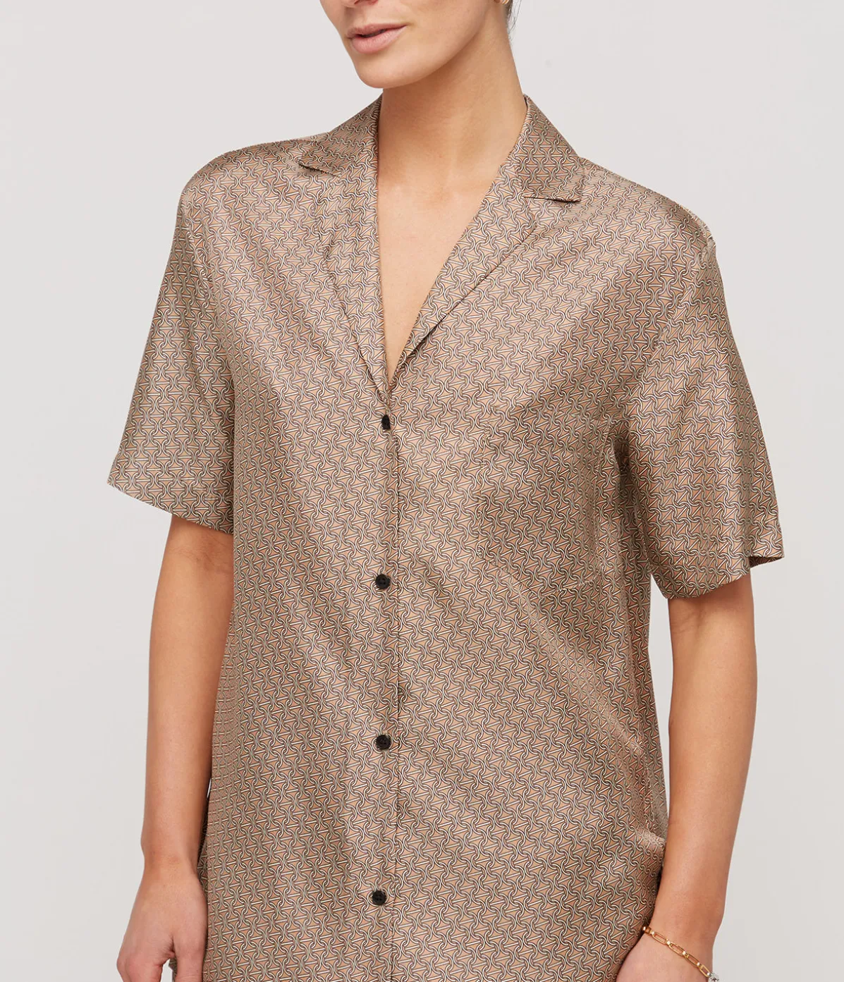Linka Short Sleeve Silk Shirt In Golden Linka