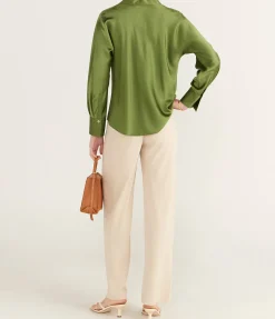Long Sleeve Bias Blouse In Sycamore