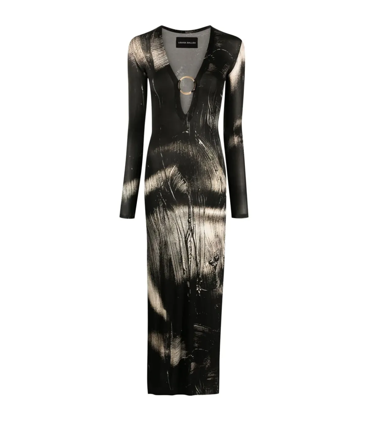 Long Sleeve Helios Dress In Painted Black