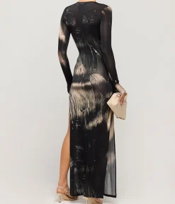 Long Sleeve Helios Dress In Painted Black
