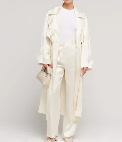 Lonna Long Trench Coat In Ivory