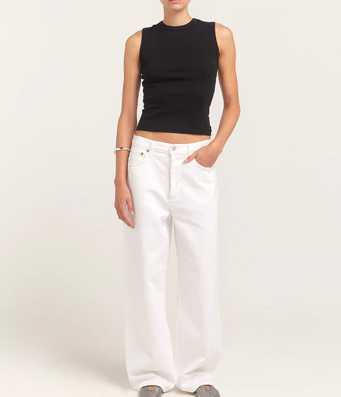 Low Slung Baggy Jean In Milkshake
